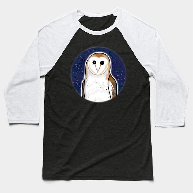 Starry Sky Barn Owl (Large Print) Baseball T-Shirt by Aeriskate